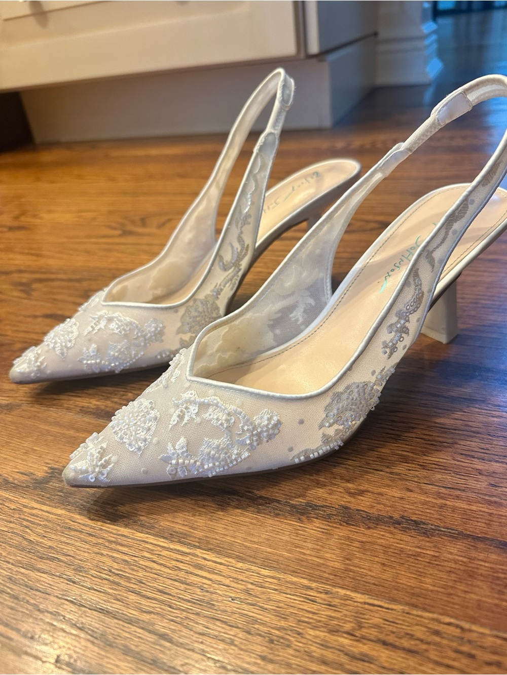 Embroidered Slingback Evening Pump in Ivory - Picture 5 of 16